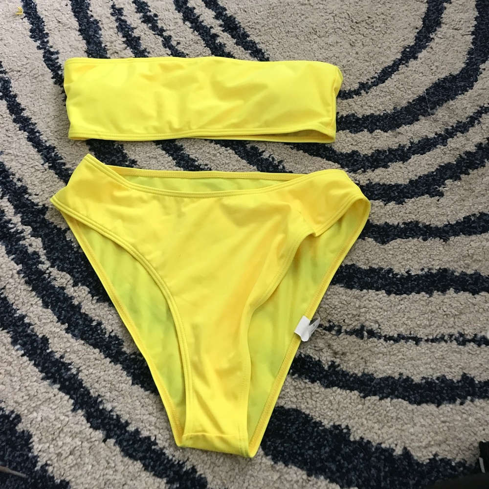 High waisted yellow bikini